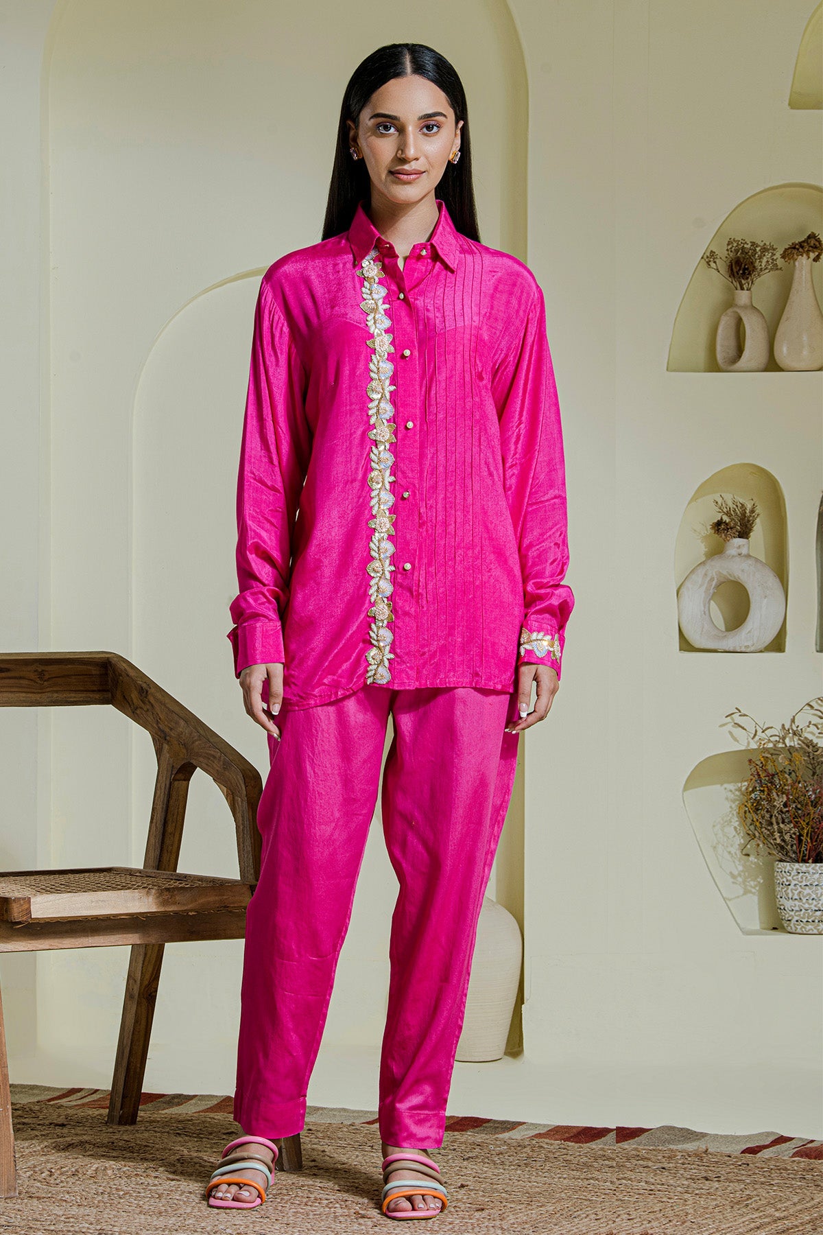 Buy Magenta Embroidered Co-ord Set by The Maive for women online at ScrollnShops